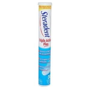 Steradent Triple Acción Plus Limpieza Prótesis Dental, 30 Tabletas