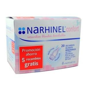 Narhinel Confort Recambios Blandos desechables Aspirador Nasal, 20Ud
