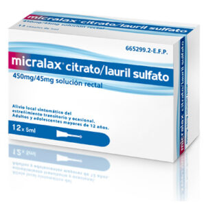 Micralax Citrato/Lauril Sulfoacetato 450 Mg/Ml + 45 Mg/Ml Solucion Rectal 12 Enemas 5