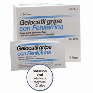 Gelocatil Gripe Forte Con Fenilefrina 650/4/10 Mg 10 Sobres Polvo Solucion Oral