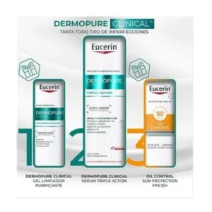 Eucerin Pack Dermopure Serum Triple Action+ Gel Limpiador + Sun Protection FPS50+