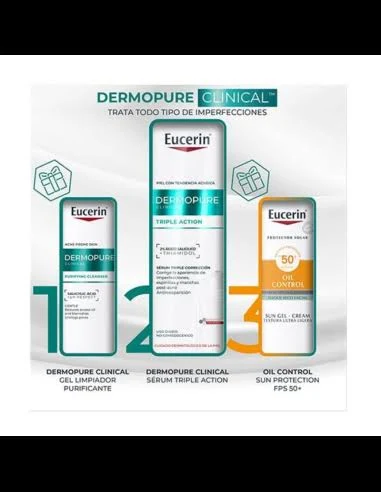 Eucerin Pack Dermopure Serum Triple Action+ Gel Limpiador + Sun Protection FPS50+